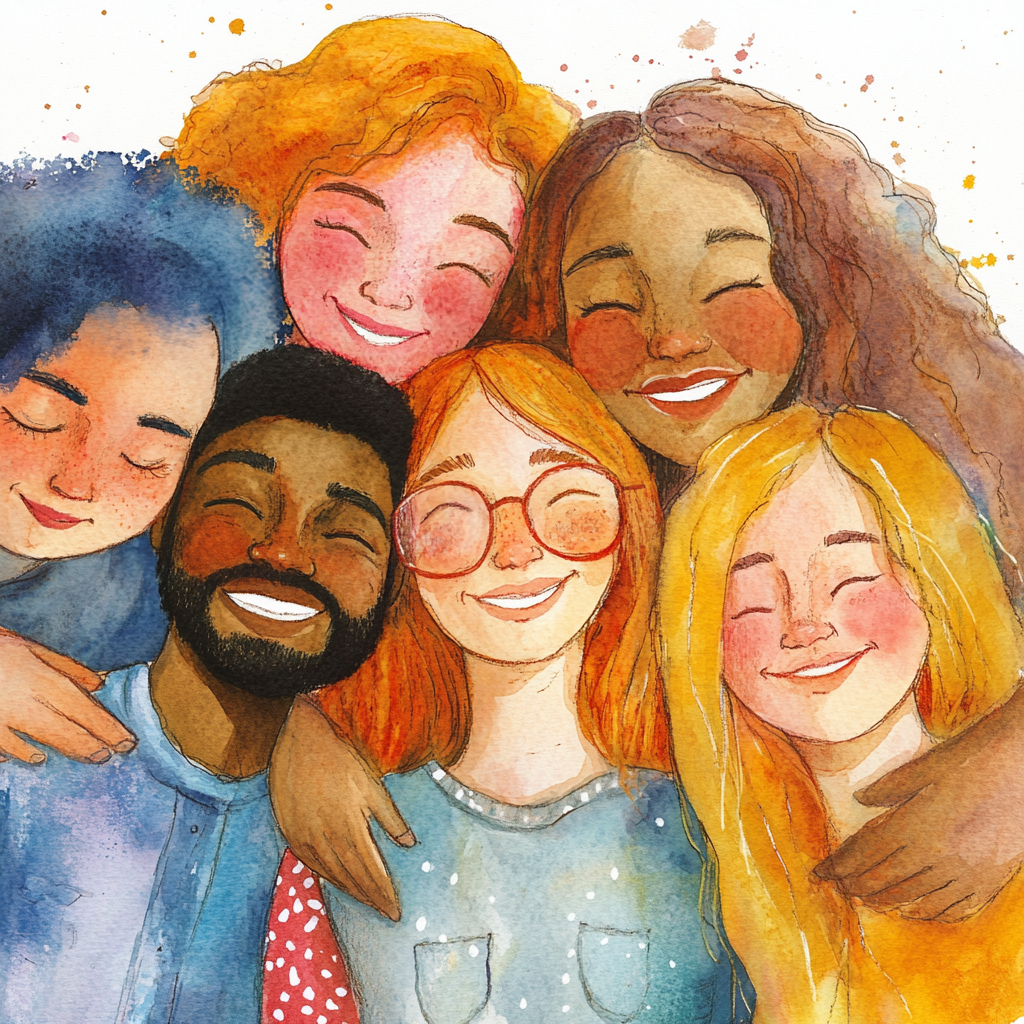 Happy picnic group